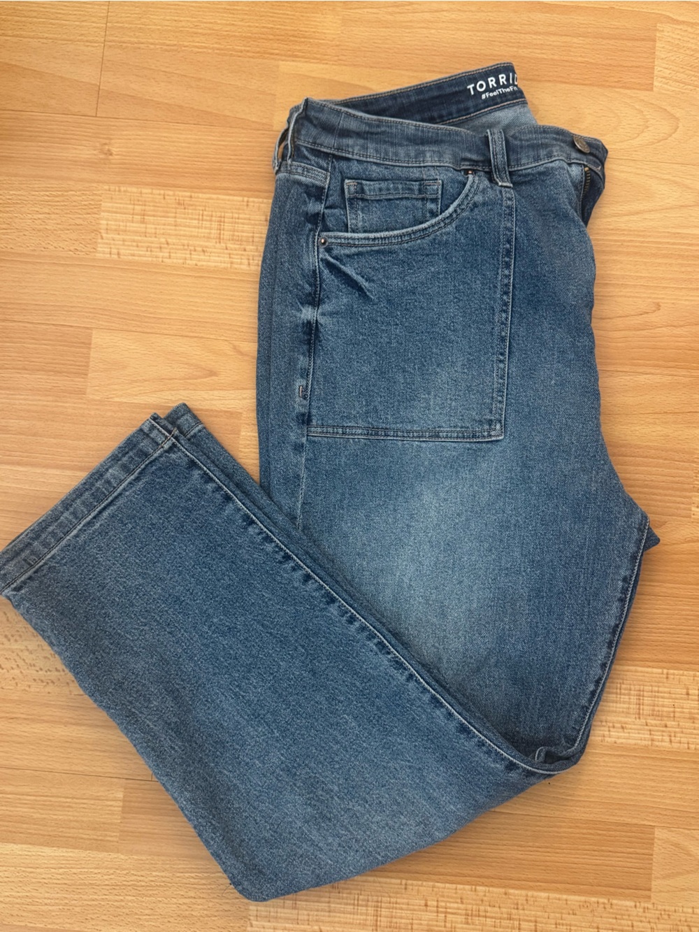 Torrid Straight-Leg Denim Jeans in Medium Blue 18 Wide leg
